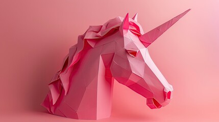 Papercraft portrait of a whimsical unicorn
