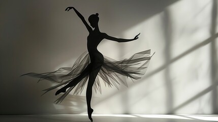 Silhouette style craft of a graceful ballerina - obrazy, fototapety, plakaty