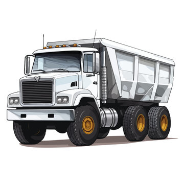 Heavy duty dump truck tipper drawing on white flat
