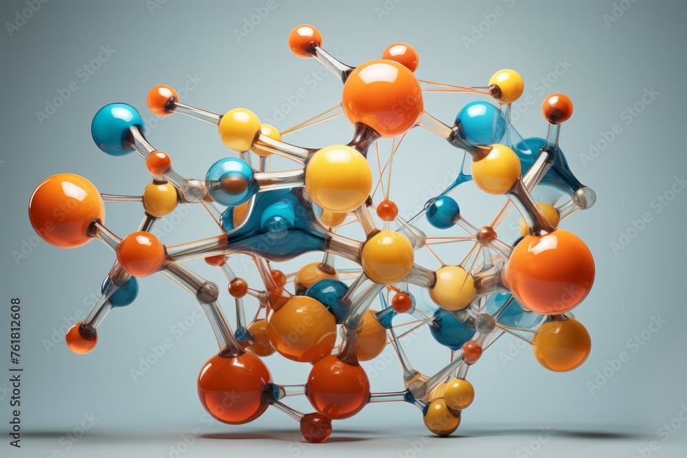 Poster dynamic molecular structure cell. formula atom tech. generate ai