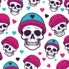 Hype skull with love beanie hat on white background