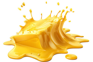 Splash of Cheese with drip and melting sauce splashing isolated on transparent png background, cheese slice with liquid swirl, ingredients for making food. - obrazy, fototapety, plakaty