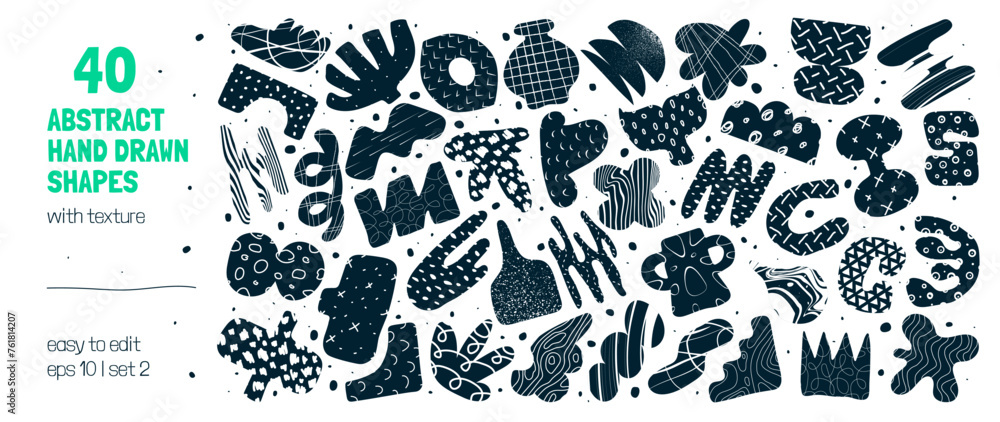 Leinwandbilder collection of silhouettes minimalist bizarre abstract geometric unusual shapes and forms with differ