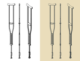 Aluminum adjustable crutches illustrations