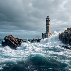 The sea and the lighthouse - obrazy, fototapety, plakaty