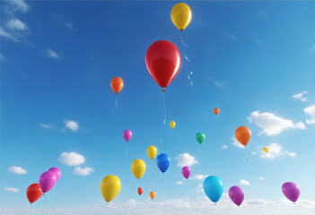 Obraz premium 3D illustration of balloons soaring in a clear sky