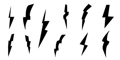 Set of bolt lightning, simple design - obrazy, fototapety, plakaty