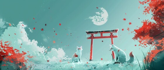 Inari  Shintoism   Visualize Inari the god of rice - obrazy, fototapety, plakaty