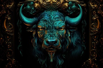 Taurus horoscope fantasy sign with galaxy stars background