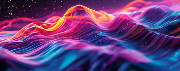 Fototapeten illustration of abstract colorful waves on black background © agrus_aiart