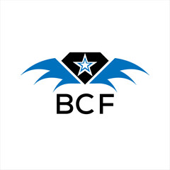 BCF letter logo. technology icon blue image on white background. BCF Monogram logo design for entrepreneur and business. BCF best icon.	

