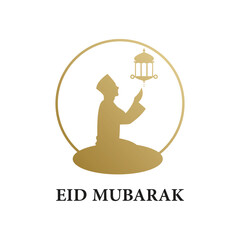 Eid mubarak logo design simple concept Premium Vector