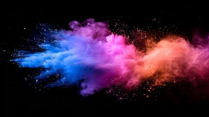 Multicolored powder explosion for a festive carnival atmosphere - obrazy, fototapety, plakaty