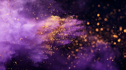 Purple and gold colored powder clash in a regal theme - obrazy, fototapety, plakaty