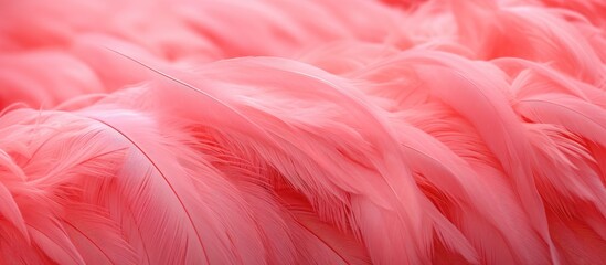 A close up of a pile of magenta flamingo feathers resembling petals from an electric blue flower, with a soft texture similar to peach wool