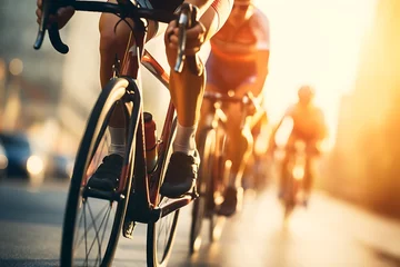 Foto op Aluminium Cyclists cycling on the road in the morning. Healthy lifestyle © Creative