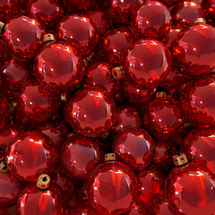 lots of red christmas ball, White background