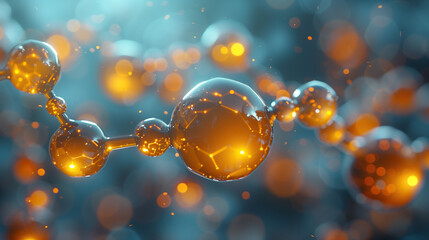 3D Illustration of Molecules and Molecular Bonds - obrazy, fototapety, plakaty