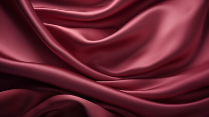 silk satin fabric texture, burgundy color, shiny and wavy cloth folds, elegant and luxurious, abstract background