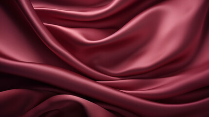 Fototapeta premium silk satin fabric texture, burgundy color, shiny and wavy cloth folds, elegant and luxurious, abstract background