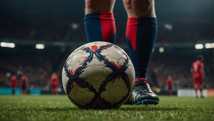 Cinematic close-up of soccer ball