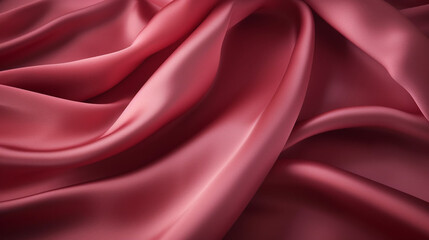 Obraz premium silk satin fabric texture, burgundy color, shiny and wavy cloth folds, elegant and luxurious, abstract background