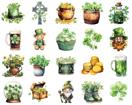 Watercolor Illustrations for St. Patrick's Day Celebrations