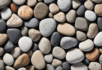 Scattering of river stones on pure white background - obrazy, fototapety, plakaty