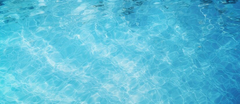 A close up of the electric blue liquid surface in a swimming pool, creating a mesmerizing pattern reminiscent of a fashionable accessory