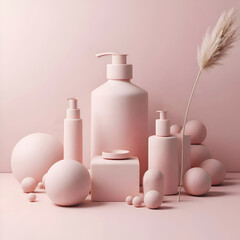 3D render background pale dust pink, providing a clean and elegant backdrops for branding and marketing cosmetics. Ai generated - 761820461