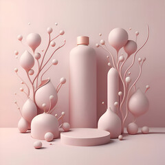 3D render background pale dust pink, providing a clean and elegant backdrops for branding and marketing cosmetics. Ai generated - 761820466