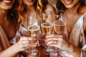 A joyful moment shared among friends, as they toast with champagne, savoring the celebration