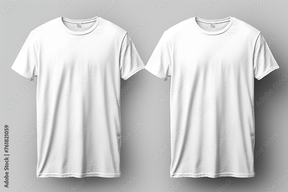 Wall mural Blank white t shirt mockup, front and back view