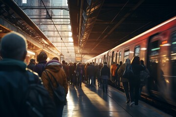 People waiting for the train in Milan. Milan is the capital and largest city of Italy. - obrazy, fototapety, plakaty