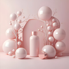 3D render background pale dust pink, providing a clean and elegant backdrops for branding and marketing cosmetics. Ai generated - 761821440