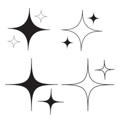 Set of Clean shining icons. Sparkle Sign. Star icons. Twinkling stars. Sparkles, shining burst. sparkle silhouette. Star emojis. Twinkle star shapes vector