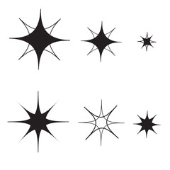 Set of Clean shining icons. Sparkle Sign. Star icons. Twinkling stars. Sparkles, shining burst. sparkle silhouette. Star emojis. Twinkle star shapes vector