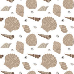 Seamless pattern with  sea shells