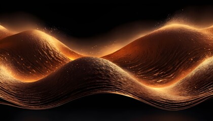 Copper dust waves and foams on dark abstract background, luxury, wall art