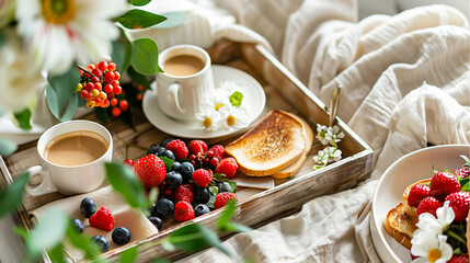 Obraz na płótnie Canvas A Romantic Breakfast In Bed.