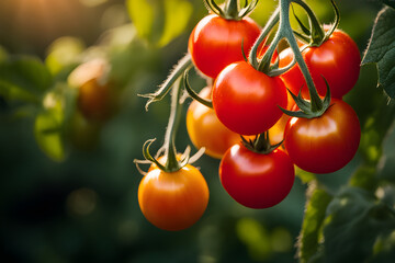 ripening cherry tomatoes in the garden