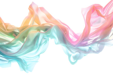 Translucent Flowing Fabric in Soft Pastel Colors - Isolated White Transparent Background PNG
