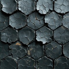 Close-up view of a black and white hexagonal pattern with intricate details.