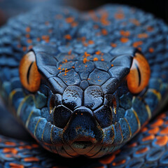 Fototapeta premium Close-up of the head of a snake in the nature. 