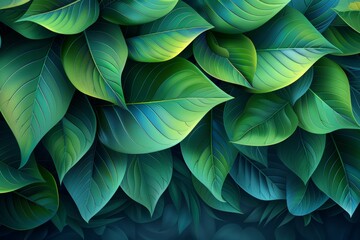 A luxury nature green background modern showing a floral pattern and tropical plants. - obrazy, fototapety, plakaty