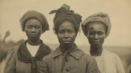 old photograph during slavery in America old photo of black people in times when there was still oppression against black people racial inequality, racial prejudice, racism, black people - obrazy, fototapety, plakaty