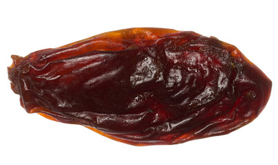 Raisins on isolated background, top view