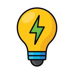 Fototapeta premium Light bulb icon with electrical energy sign, vector illustration 