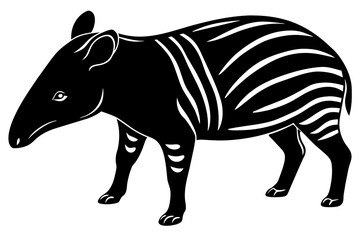 tapir silhouette vector illustration - obrazy, fototapety, plakaty