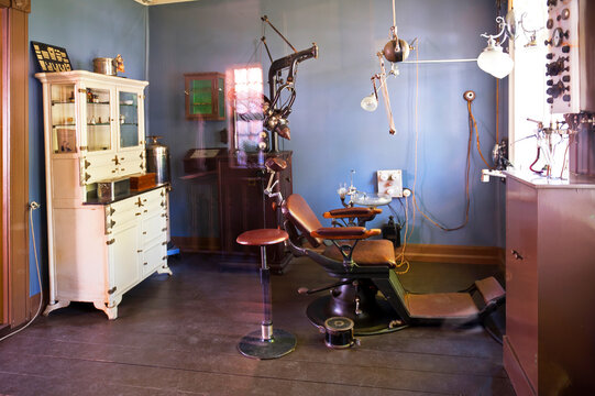 BERGEN, NORWAY - JULY 21, 2018: Dentist Office in Gamle Bergen Museum - Old Bergen Museum. The Open Air Museum with a small town life during the 18th and 19th centuries.